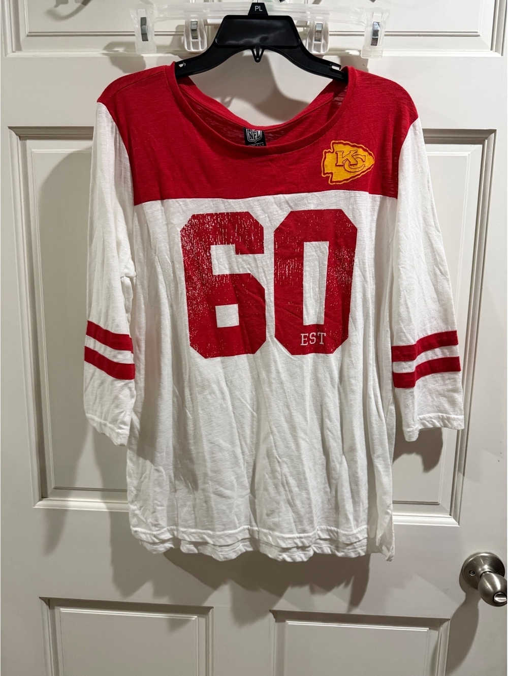 Kansas City Chiefs Women's 3/4 Sleeve Shirt Size XL